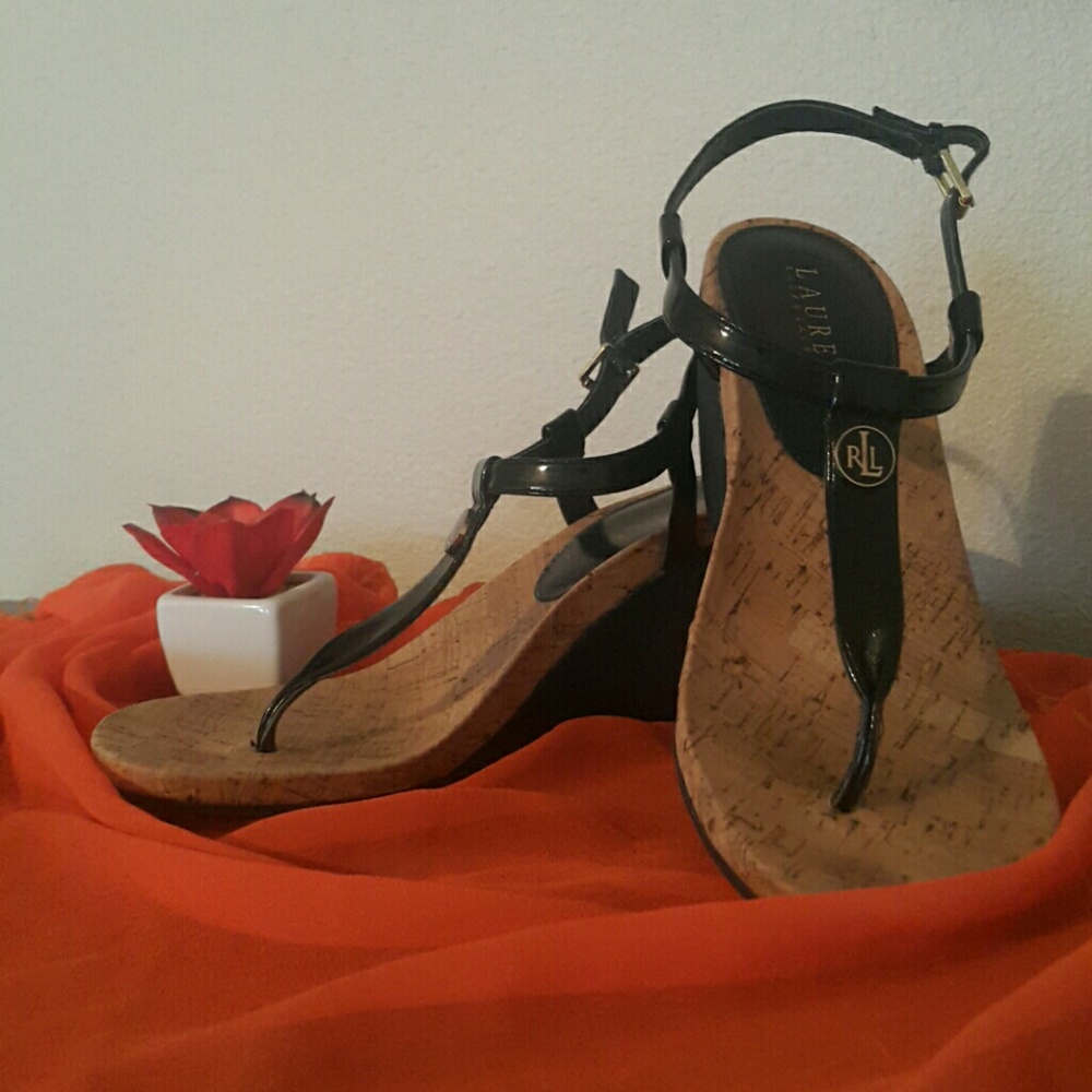 Navy blue Ralph Lauren wedges size 10